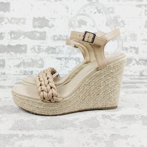 New BP Natural Goldie Braided Wedge Ankle Strap Sandal M619